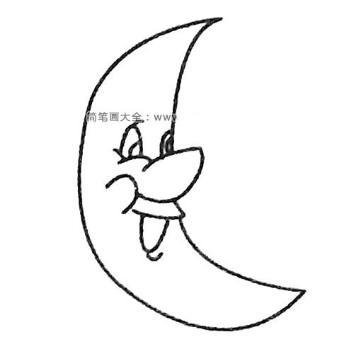 卡通月亮简笔画的画法步骤图片&amp;#8203; 12款月亮简笔画图片大全