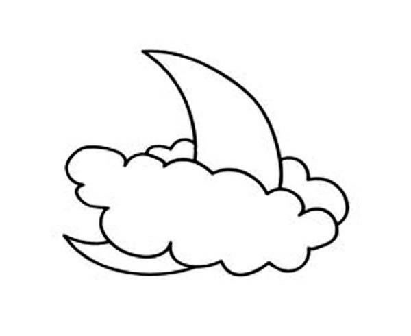 两款云中月亮简笔画图片 云中月亮如何画