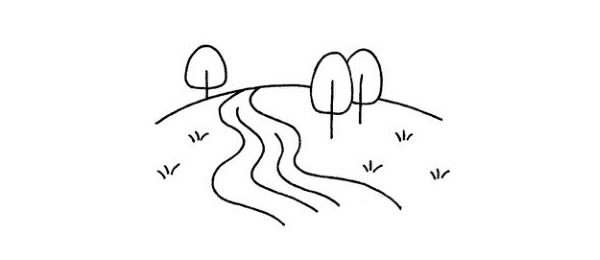 一组河流简笔画的画法步骤图解