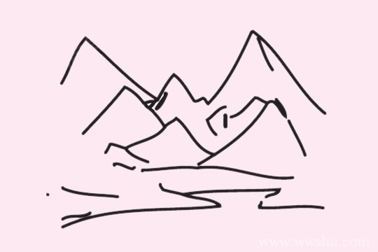 雪山简笔画的画法步骤教程及图片大全
