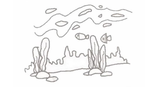 海底世界简笔画的画法步骤教程&amp;#8203;