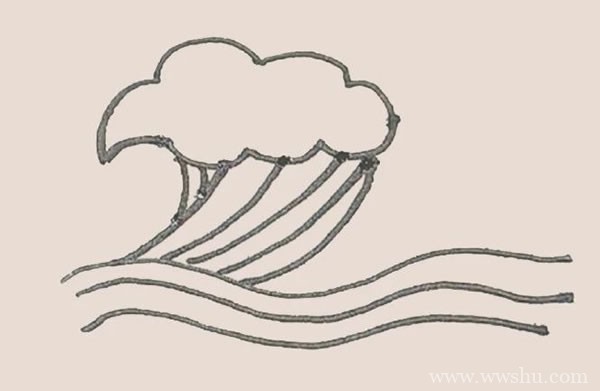 海浪简笔画的画法步骤图解教程