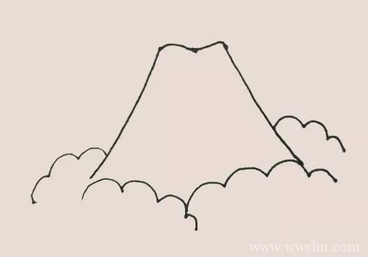 火山喷发/火山爆发简笔画的步骤画法