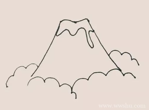 火山喷发/火山爆发简笔画的步骤画法