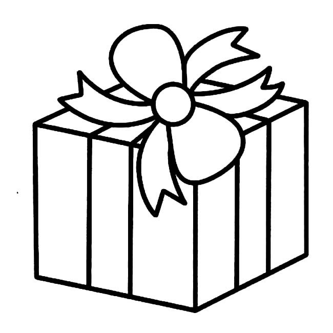 礼物简笔画 带蝴蝶结的礼物盒简笔画图片