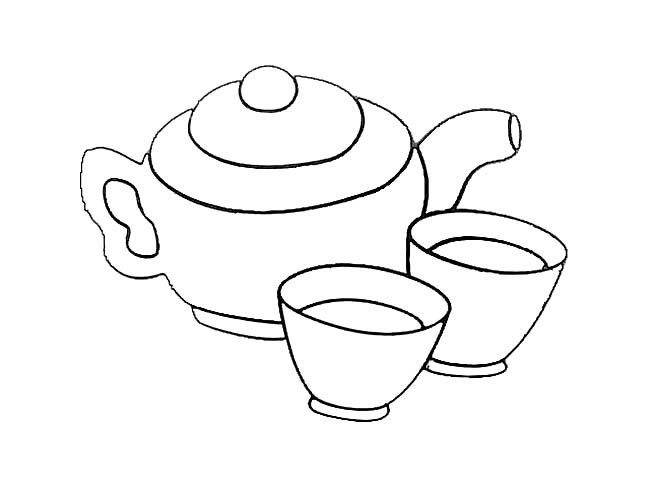 茶具简笔画 茶壶茶具简笔画图片