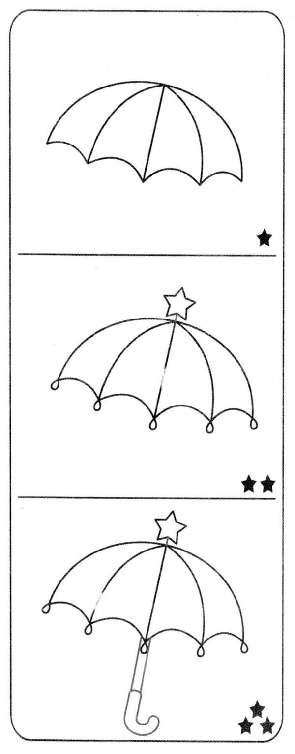 卡通雨伞简笔画图片/画法步骤教程