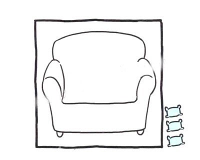 沙发简笔画四步画出 涂色的单人沙发简笔画步骤图