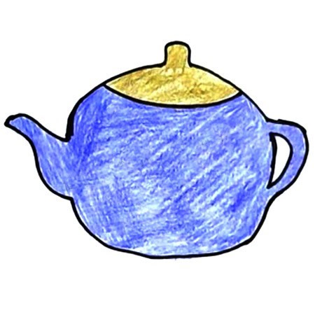 茶壶简笔画五步画出 彩色茶壶简笔画的画法步骤图片大全