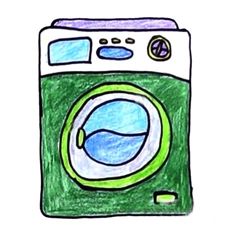 洗衣机简笔画图片_儿童画洗衣机的画法步骤教程
