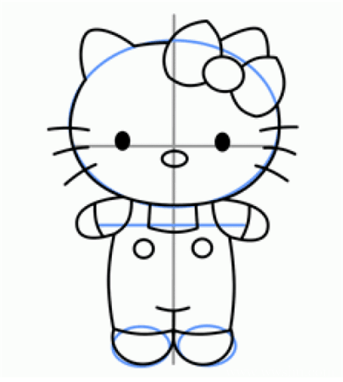 【hello kitty儿童画】粉色hello kitty简笔画的画法步骤教程