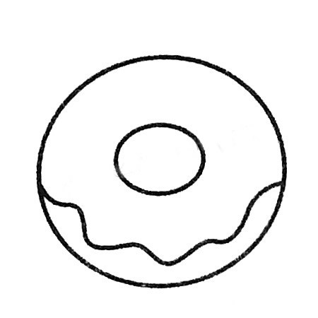 【甜甜圈简笔画】美味食物甜甜圈简笔画的画法步骤图片大全
