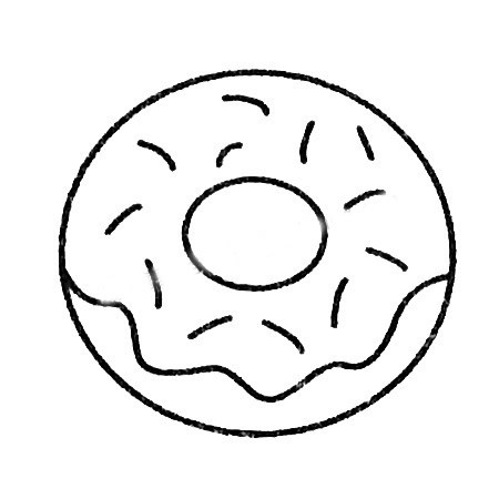 【甜甜圈简笔画】美味食物甜甜圈简笔画的画法步骤图片大全