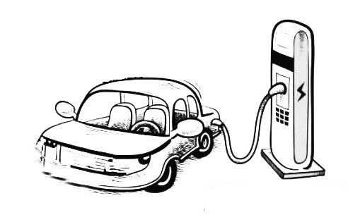 汽车充电桩的画法 正在充电的汽车简笔画图片