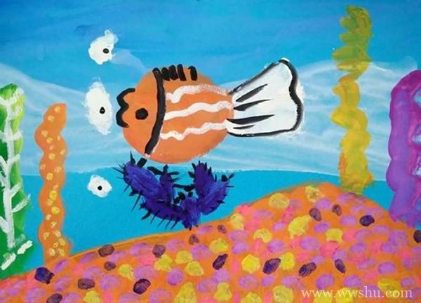 幼儿园儿童画海底世界作品