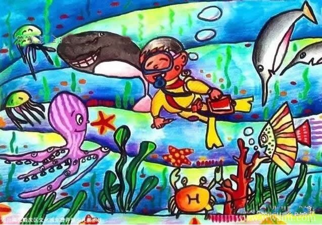 海底探险儿童画