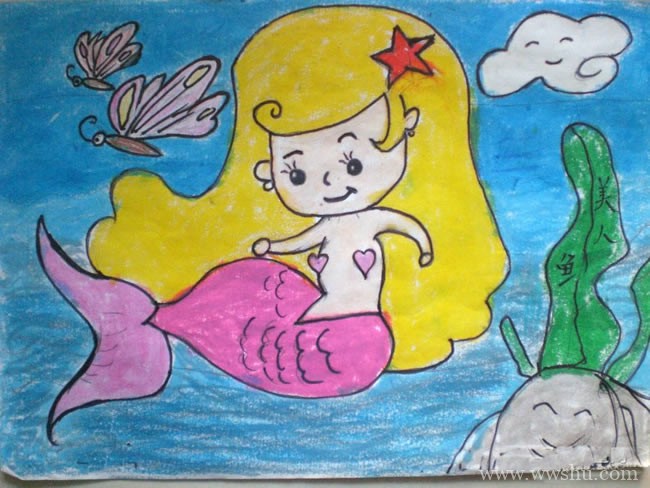一年级小美人鱼儿童画