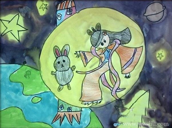 月亮上的嫦娥和玉兔