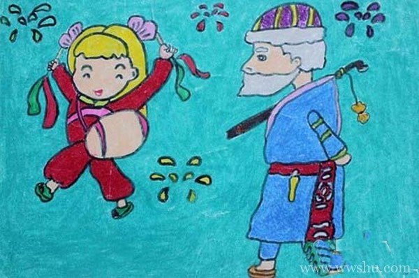 庆祝重阳节儿童画绘画作品