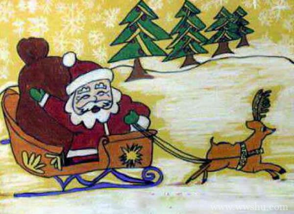 圣诞老人驯鹿雪橇车