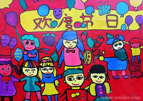 小学生欢庆元旦儿童画作品欣赏