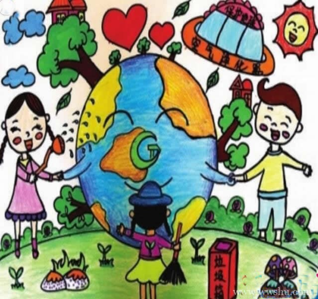 地球日保护地球儿童画作品