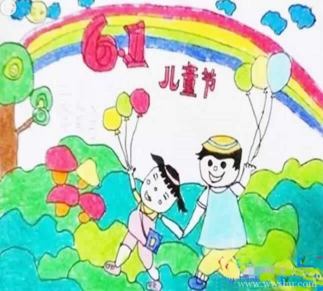 儿童画快乐的六一儿童节作品