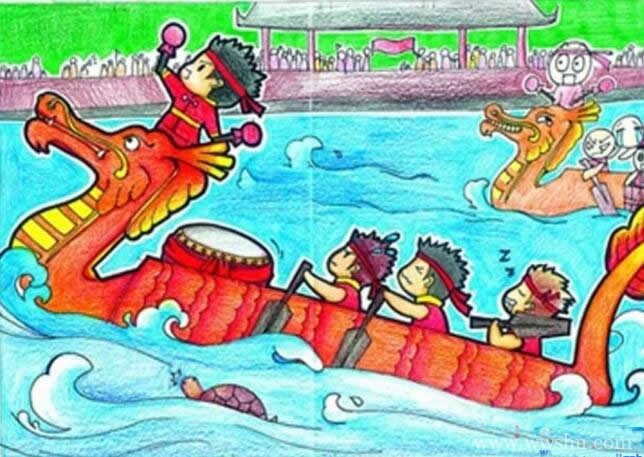 端午节赛龙舟儿童画