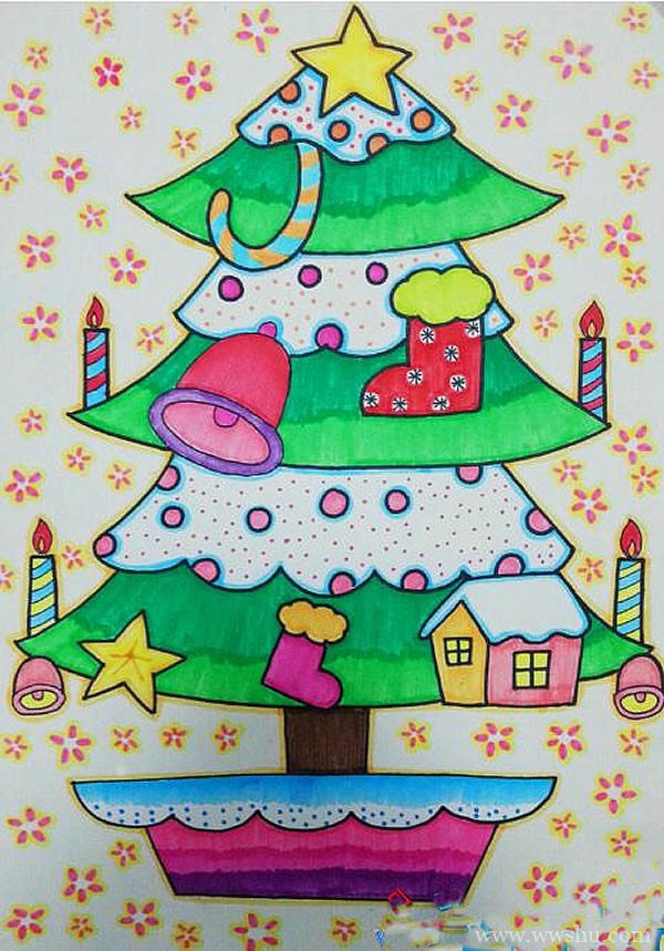 最漂亮的圣诞树儿童画