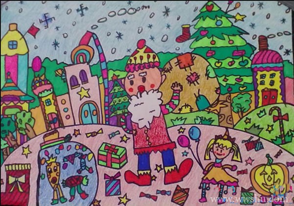 快乐的圣诞节儿童画