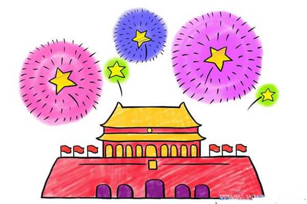 国庆节北京天安门儿童画