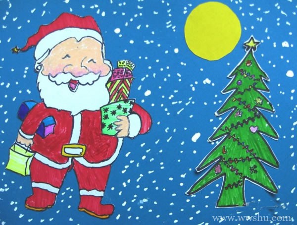 圣诞老人和圣诞树儿童画大全