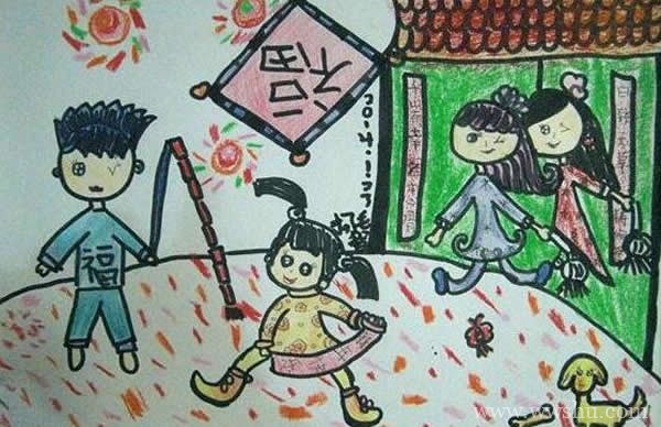 快乐的春节儿童画