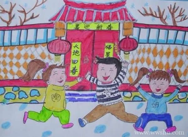 快乐的春节儿童画