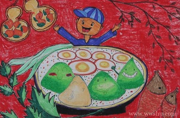 端午节吃粽子主题儿童画欣赏