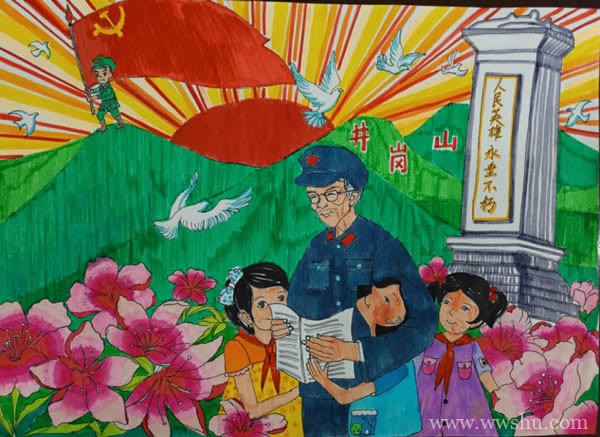 建国70周年国庆节传承红色基因儿童画作
