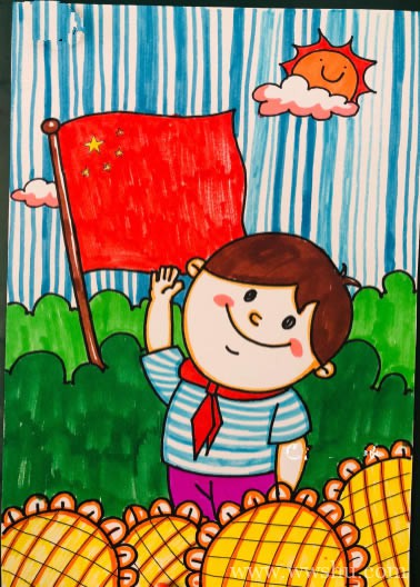 建国70周年儿童绘画图片大全/竖版