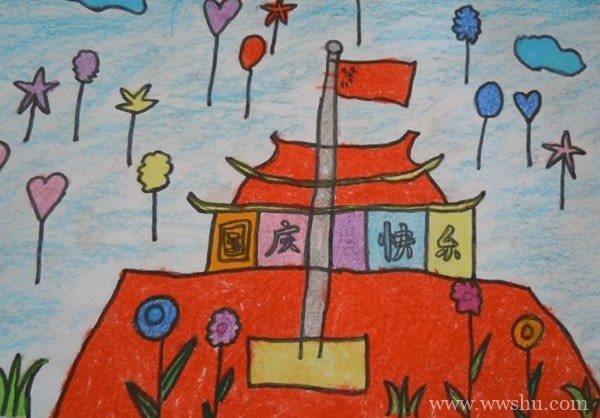 庆祝祖国70周年国庆节主题儿童画