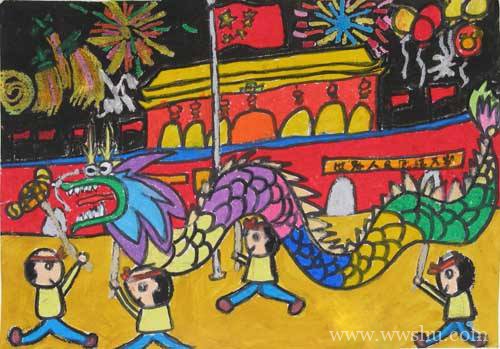庆祝祖国70周年国庆节主题儿童画