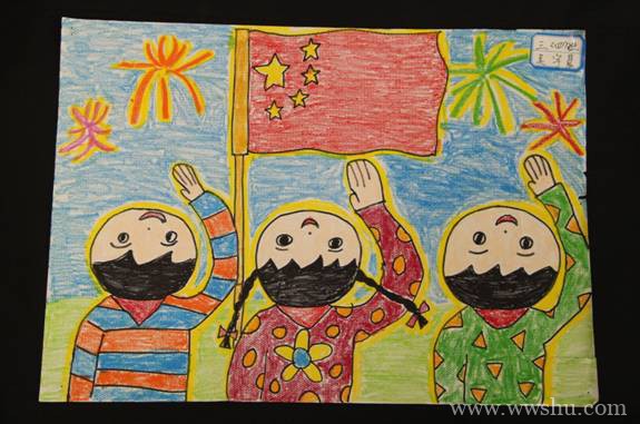 欢度国庆节主题的儿童画图片