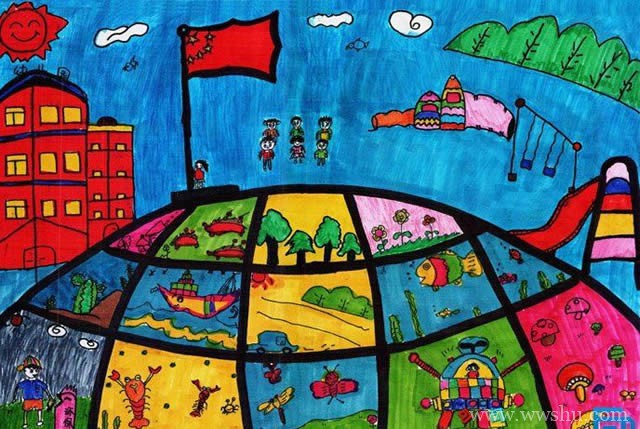 建国70周年爱国主题儿童绘画作品