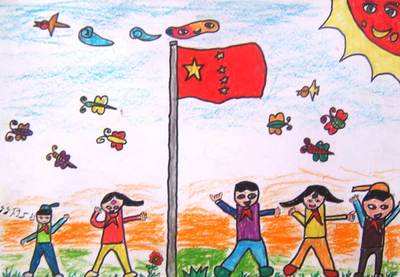 国庆节主题建国70周年儿童画图片