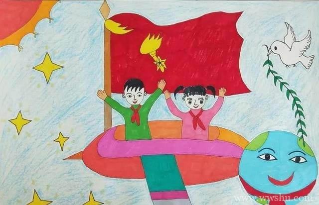 庆祖国70华诞国庆节主题儿童画创意作品