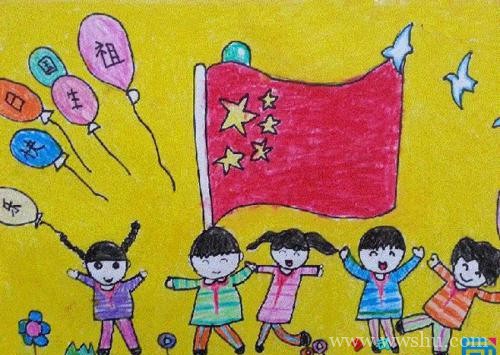 建国70周年欢度国庆节小学儿童画作品图