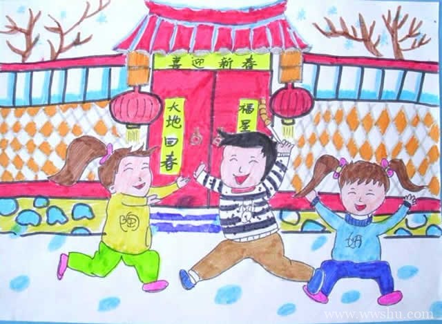 祝2020年新年快乐的简单儿童画