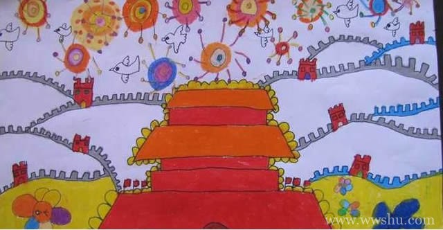 喜贺建国70周年的国庆节儿童画图片