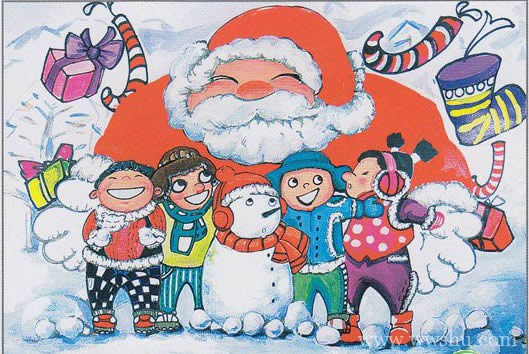 欢乐圣诞节小学生儿童画作品