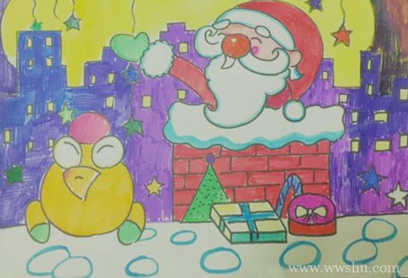 圣诞节儿童画简单漂亮的作品图片