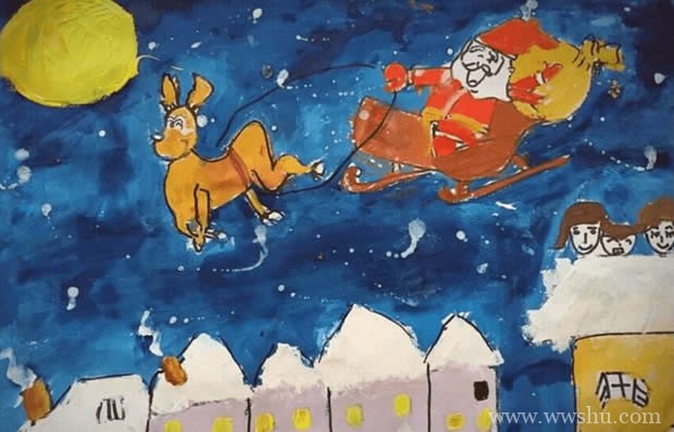 最新圣诞节好看又漂亮儿童画作品图片