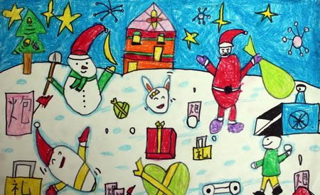小学生祝福圣诞节快乐儿童画